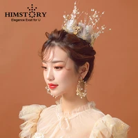 elegance silk yarn princess hair tiaras crown wedding pearl butterfly wedding bridal hairwear gold hair accessories jewelry
