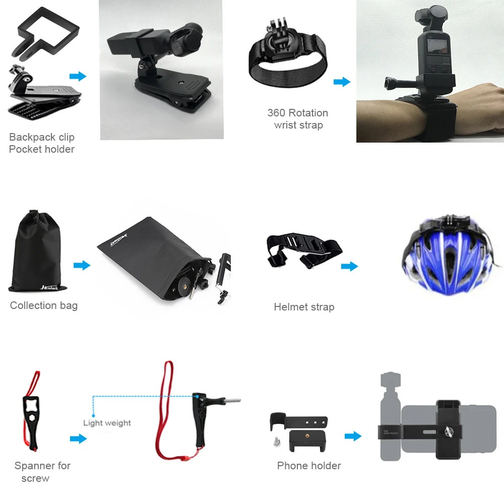 Набор карманных аксессуаров Husiway для Dji Osmo с зажимом рюкзака держателем телефона