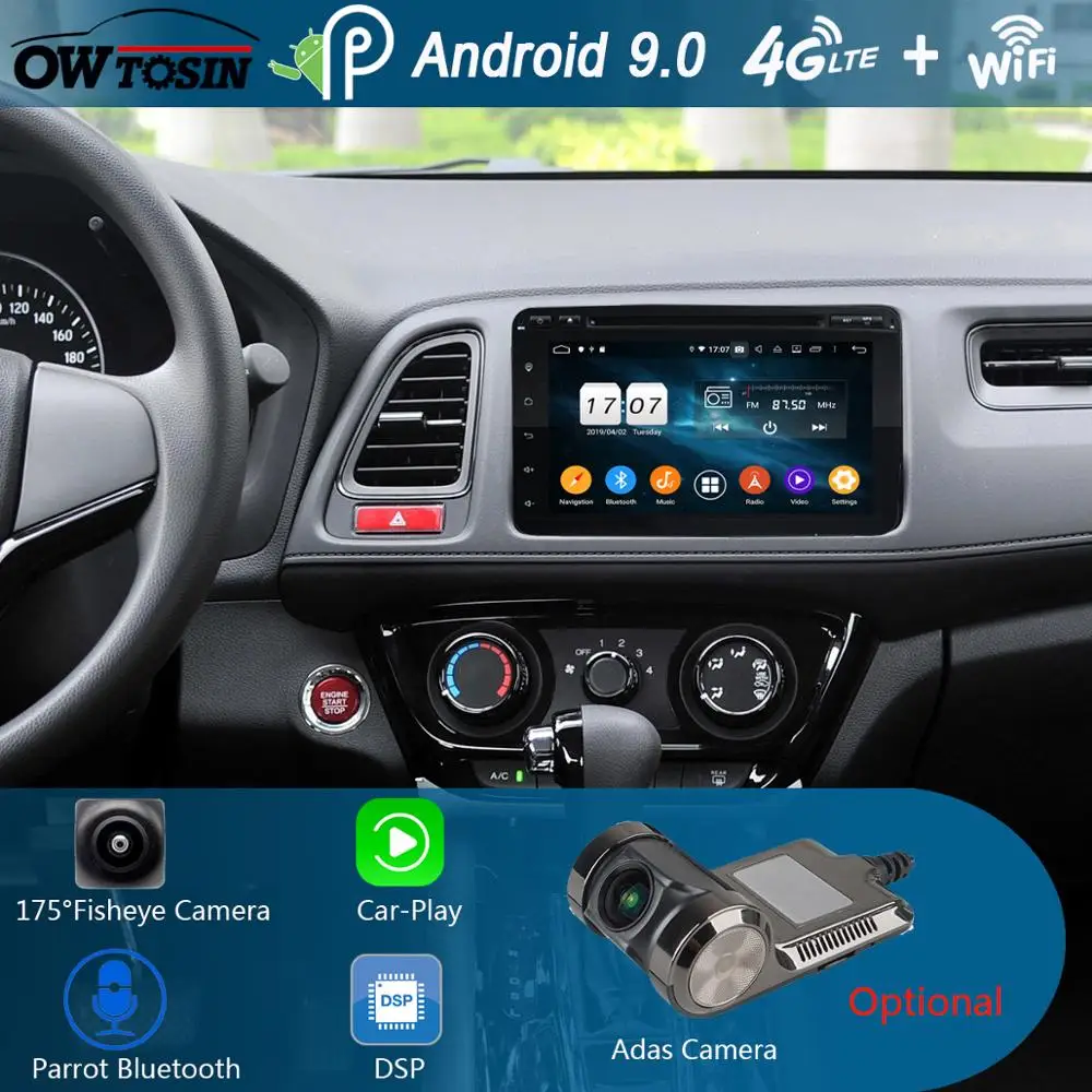 Автомобильный DVD плеер 8 дюймов IPS 1280*720 ядер 4 Гб + 64 ГБ Android 9 0 для Honda Vezel HR V XR 2014 2015 2016