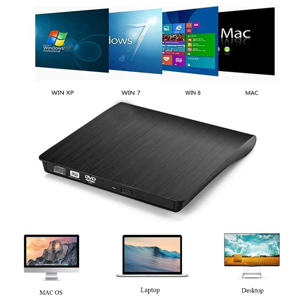 Внешний USB 3 0 DVD накопитель горелка тонкий портативный драйвер для ноутбука MacBook