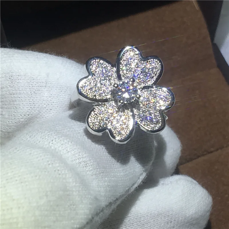 Роскошный цветок ювелирные изделия Юбилей обручальное кольцо для женщин 5A