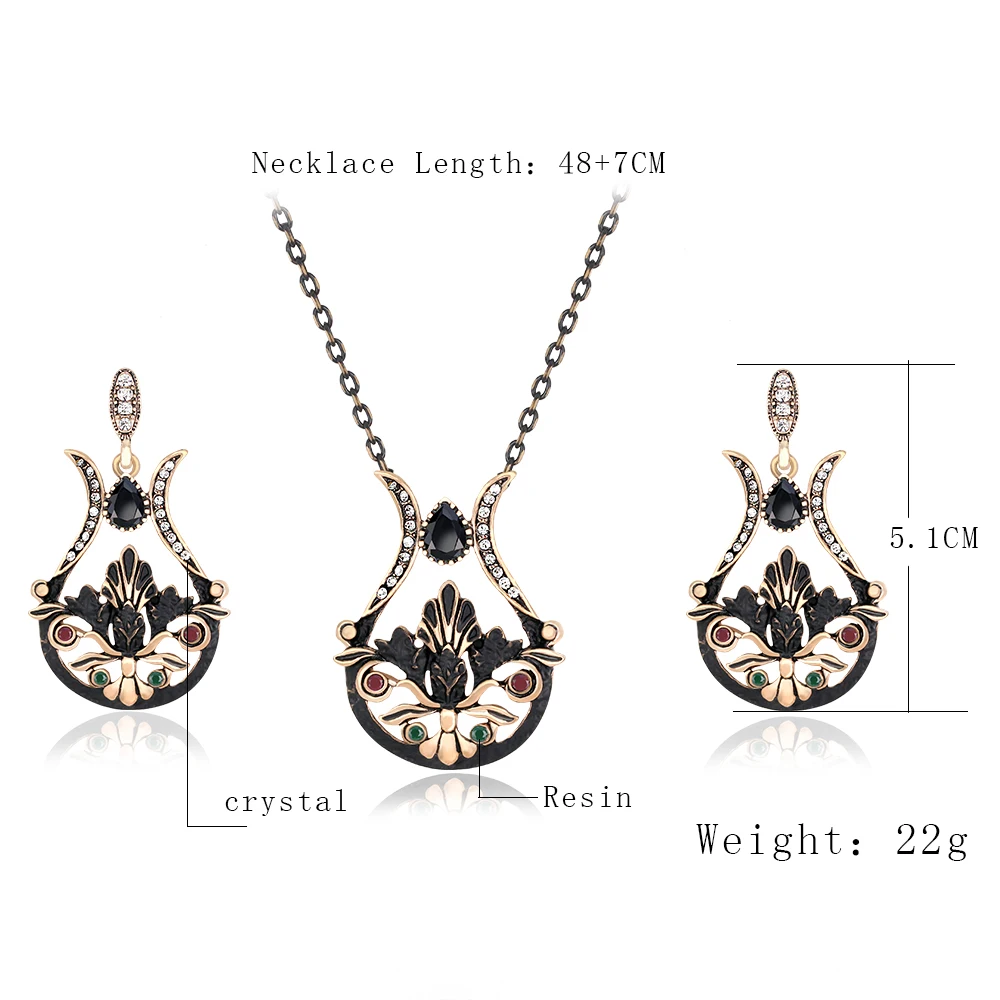 Турецкие Ювелирные наборы серьги ожерелье античное золото цвет цветок капли