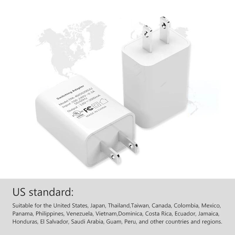 Зарядное устройство для США 5 В 2 А быстрая зарядка один разъем USB настенное