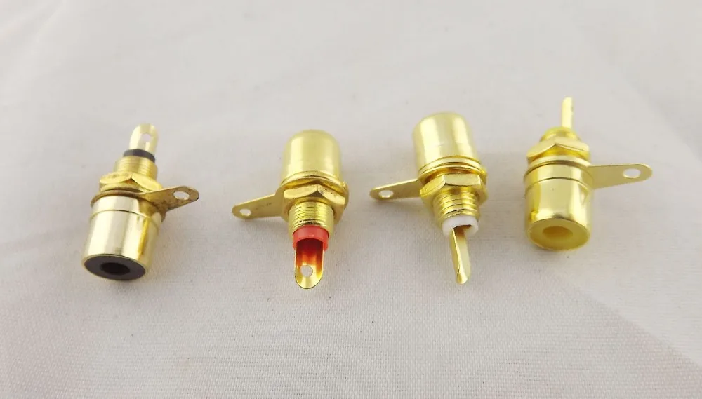 100 шт. золотые гнездовые разъемы RCA для корпуса Панельное крепление металлический