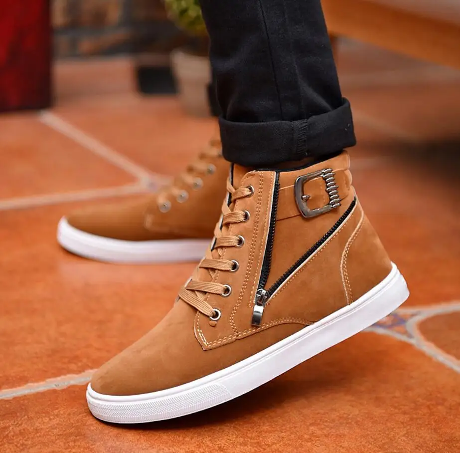 2018 New Men Shoes personality Warm Boots Autumn Leather Footwear For Man High Top Canvas Casual Plus size shoes | Обувь