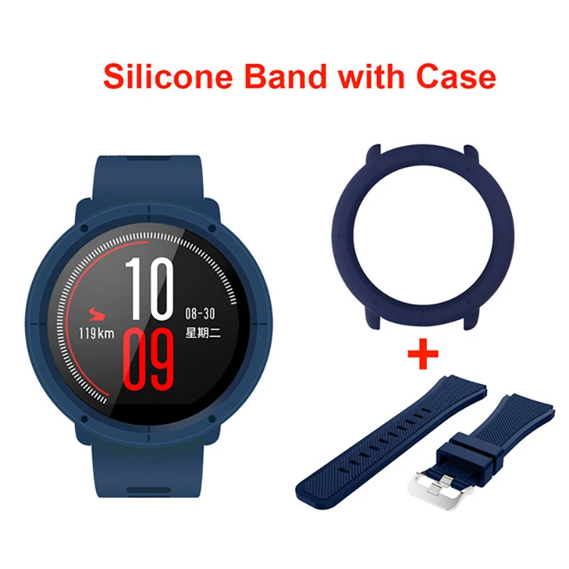 Силиконовый ремешок для часов с рамкой чехол Huami Amazfit Pace Stratos 2 2S GTR 47 мм полностью