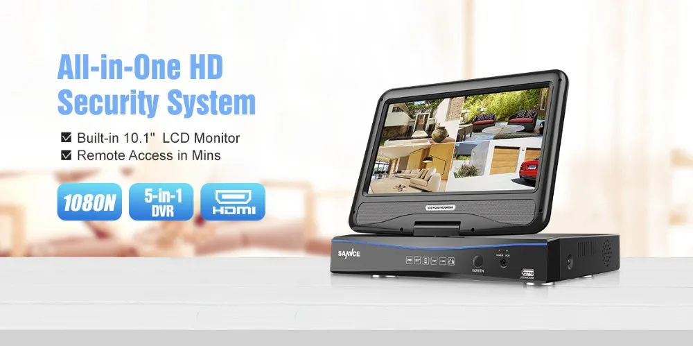 SANNCE 5в1 720P HD видео мониторинг комбинированная система 1080N 8CH DVR NVR HVR Сеть CCTV система безопасности с 1080N 10," lcd
