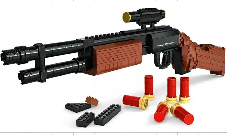 M870 модульный боевой дробовик пистолет оружия Модель 1:1 3D 527 шт. модель кирпич Building