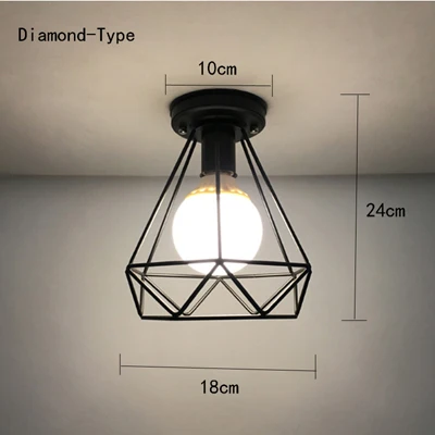 Diamond Style Винтажный черный железный потолочный светильник, современный промышленный подвесной кухонный светильник, потолочный светильник, лофт светильник, приспособление для коридора, балкона - Цвет корпуса: Diamond Style