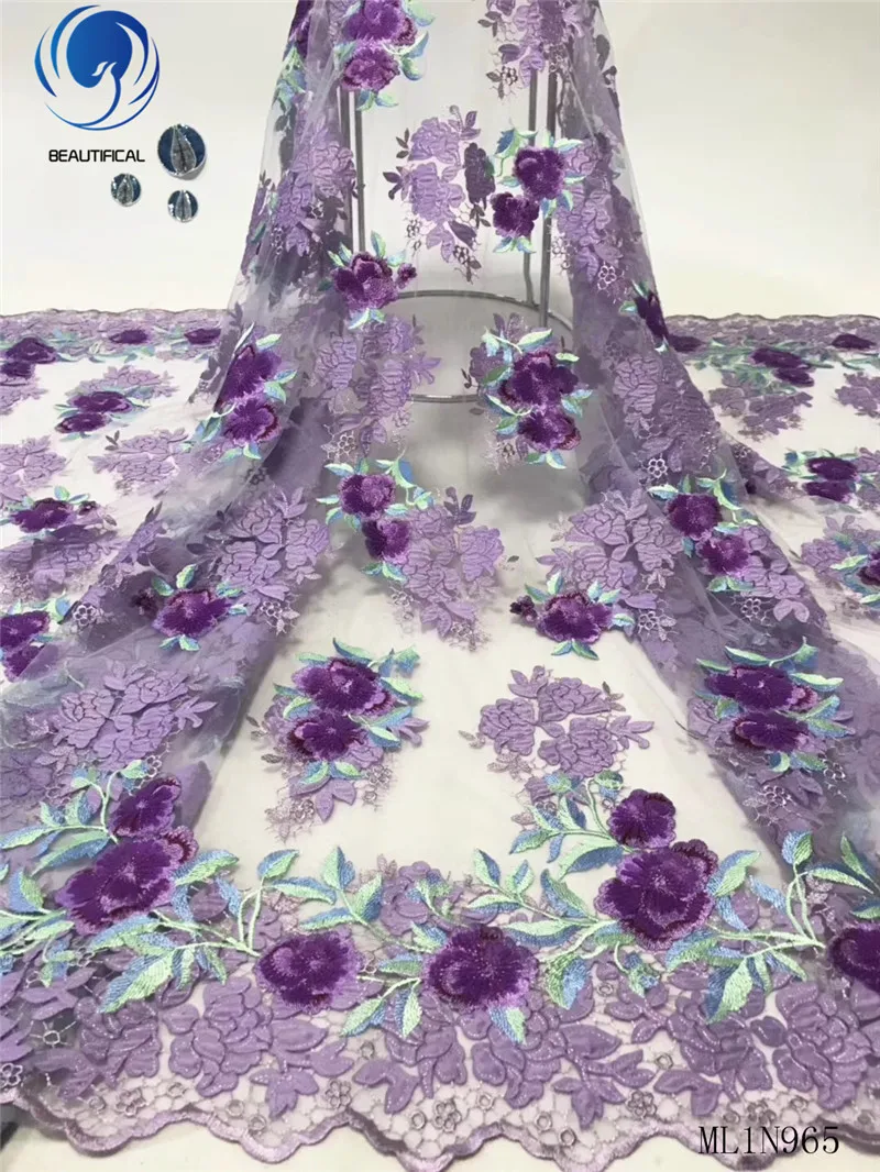 

BEAUTIFICAL african embroidery lace fabric 2019 french tulle lace fabrics 5 yards/lot ML1N965
