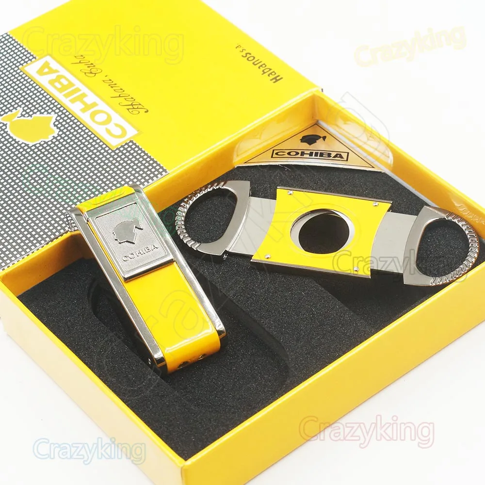 COHIBA зажигалка для сигары резак 2 факела струйного пламени с боковым ударом