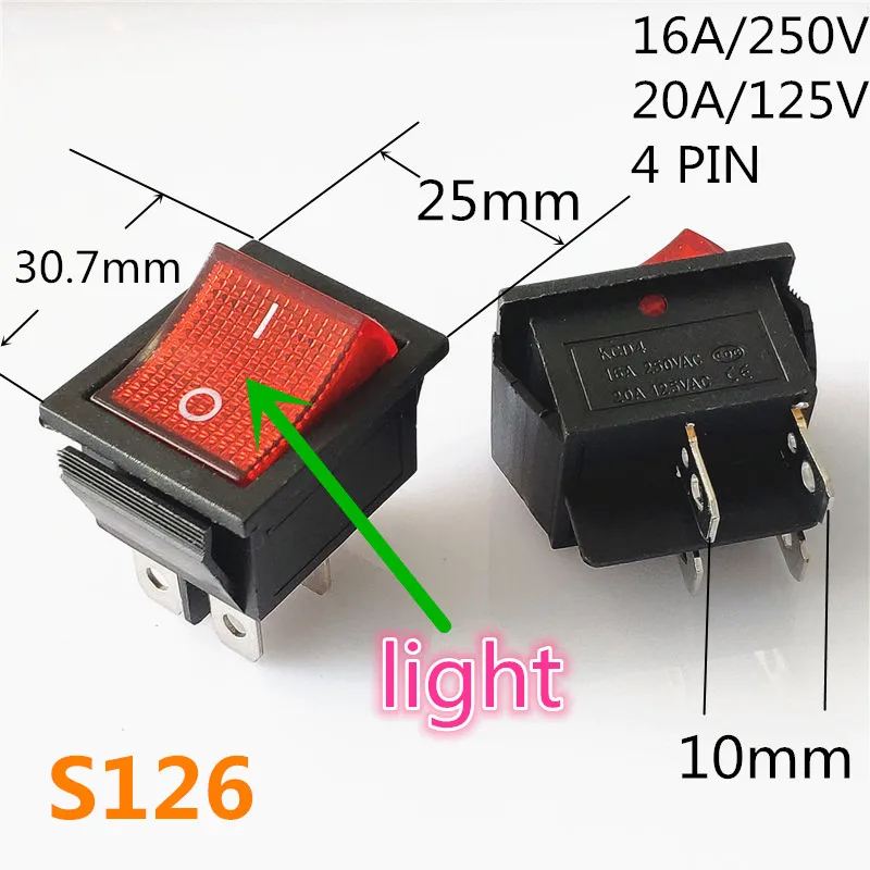 S126 SPST KCD 3PIN 6PIN вкл/выкл квадратный лодочный кулисный переключатель DC AC 16A/250V Автомобильная приборная панель пластиковый переключатель дропшиппинг - Цвет: S126