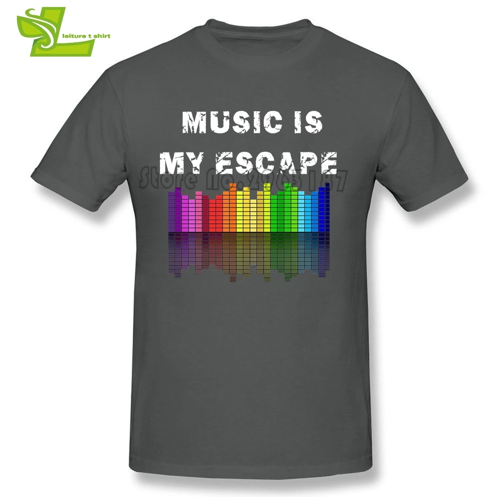 Футболка мужская с надписью Music Is My Escape крутая тенниска круглым вырезом майка