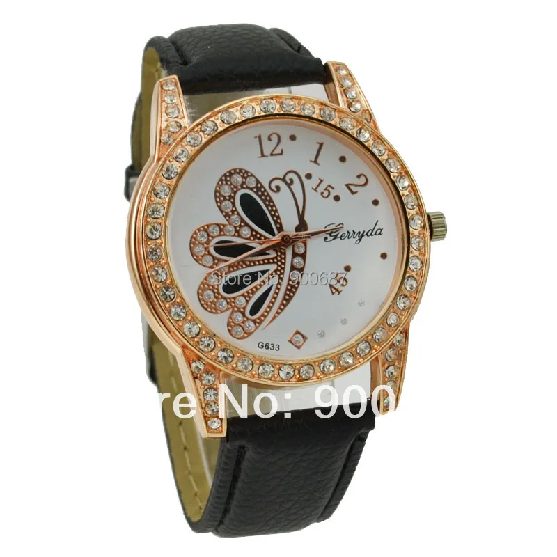 Женские часы стразы со стразами кварцевые с кожаным ремешком повседневные