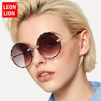 leonlion 2021 rimless ocean lens sunglasses women brand designer uv400 classic glasses gafas metal goggle eyewear for menwomen