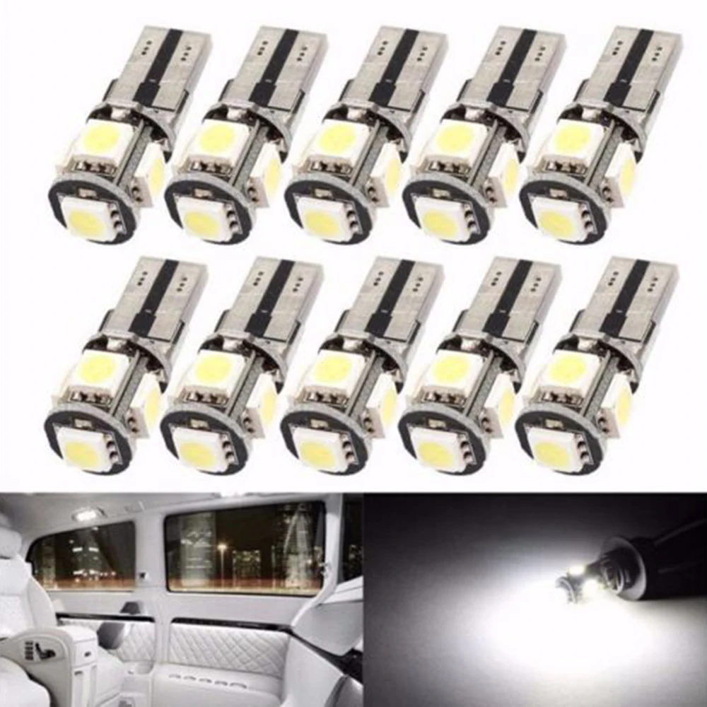 Yushuangyi 50 шт./лот без Ошибок T10 W5W Canbus 194 5050 5 SMD LED ошибок белые лампочки|t10 w5w canbus|t10 w5ww5w