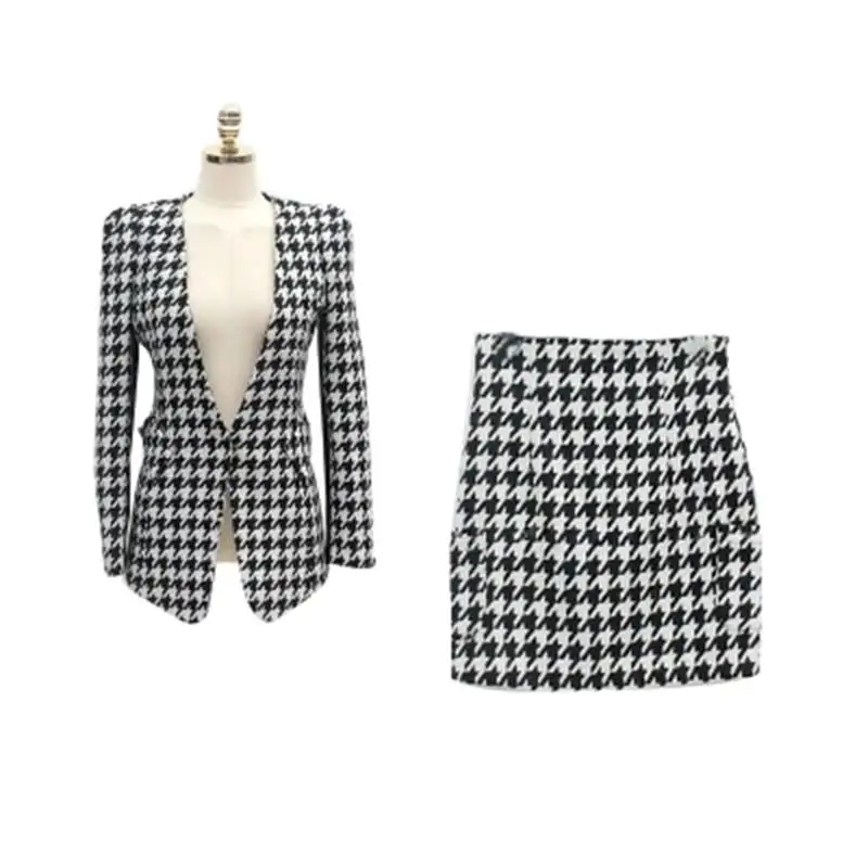 Костюм женский шерстяной с юбкой гусиная лапка|fashion skirt suits|skirt suitfemale suits |