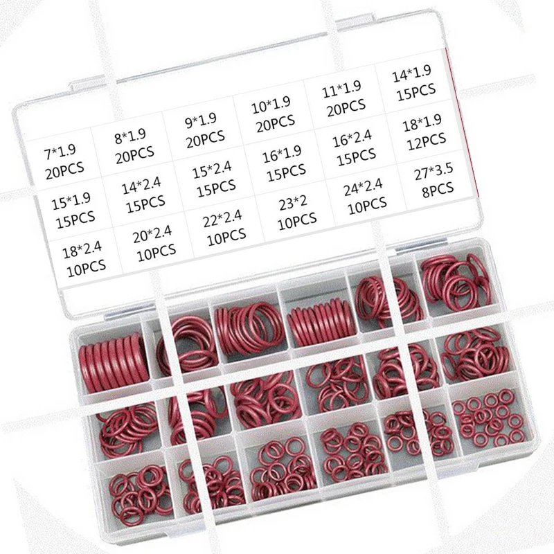 HNBR Rubber Red R134a R12 O-Ring Seal Kit Assortment Set For Car Automotive A/C Air Conditioning System images - 6