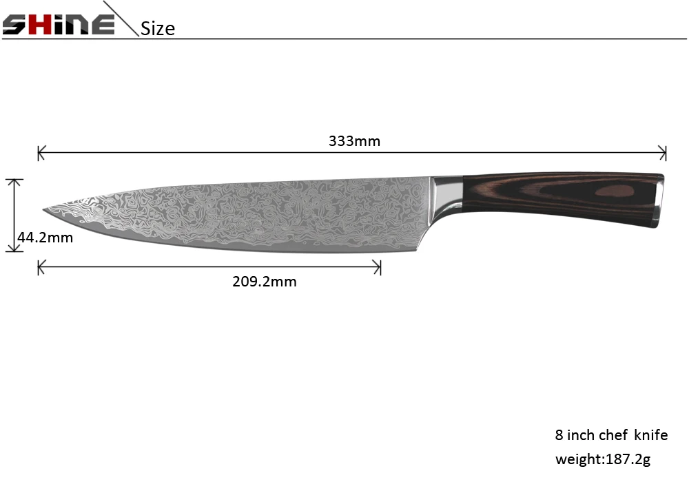 Xyj кухонные ножи 8 ''шеф-повар нарезки 7'' японского повара 5 ''santoku Utility