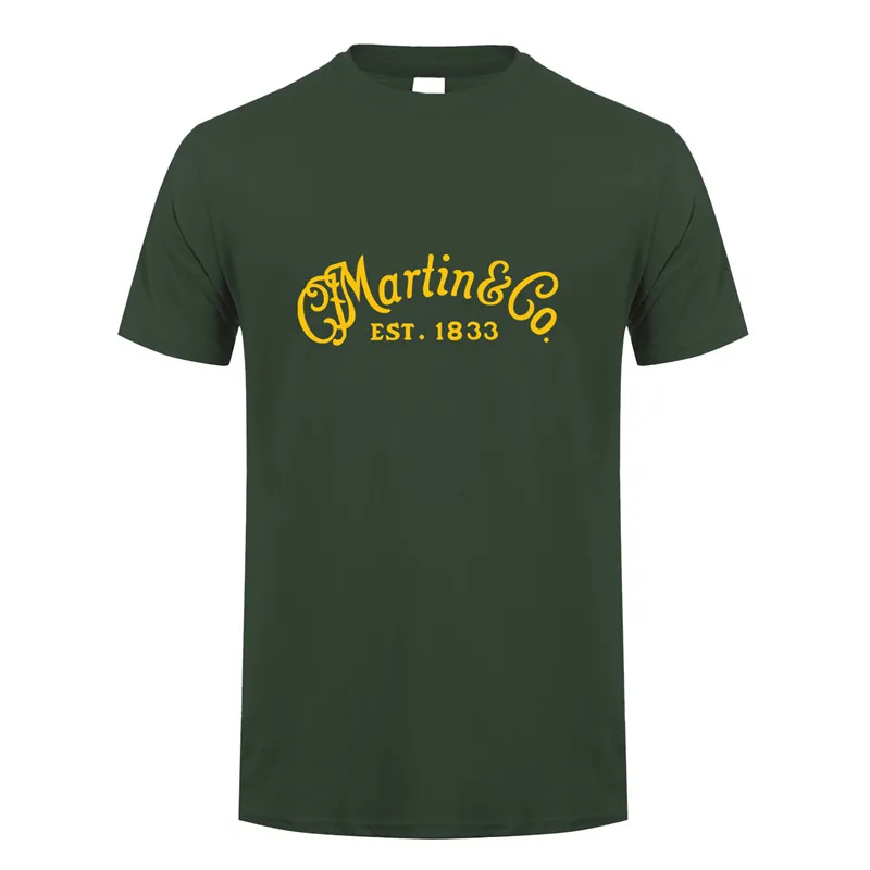 Forest Green Cf Martin гитары футболка Летняя с коротким рукавом Хлопок музыка футболка с гитарами Мужская футболка Топы тройники LH-078 - Цвет: Forest Green