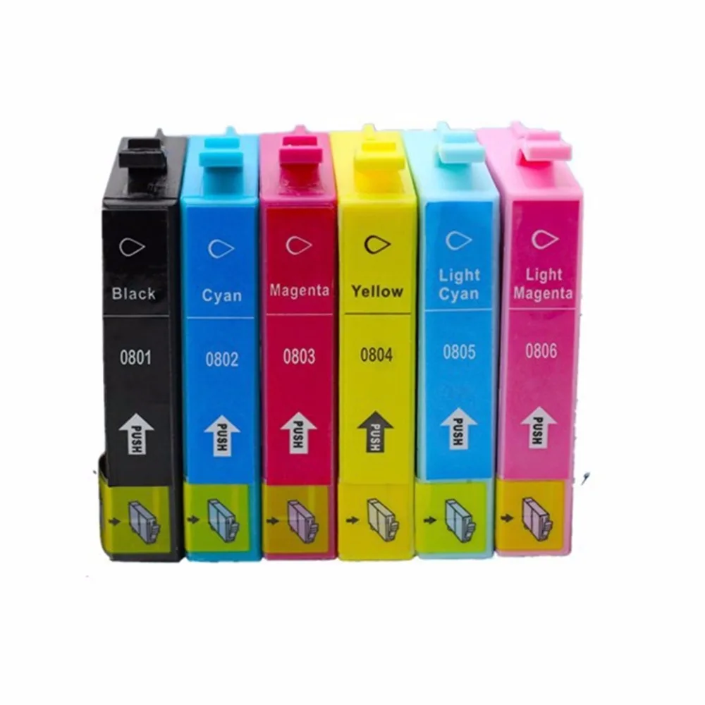 Запасные чернильные картриджи T0801 E-0801 T0806 для Stylus Photo P50 T59 R265 270 285 290 360 RX560 585 610 |