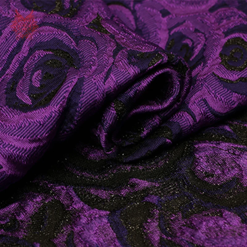 Американский стиль дизайнер фиолетовый цветочный металлик из жаккардовой парчи