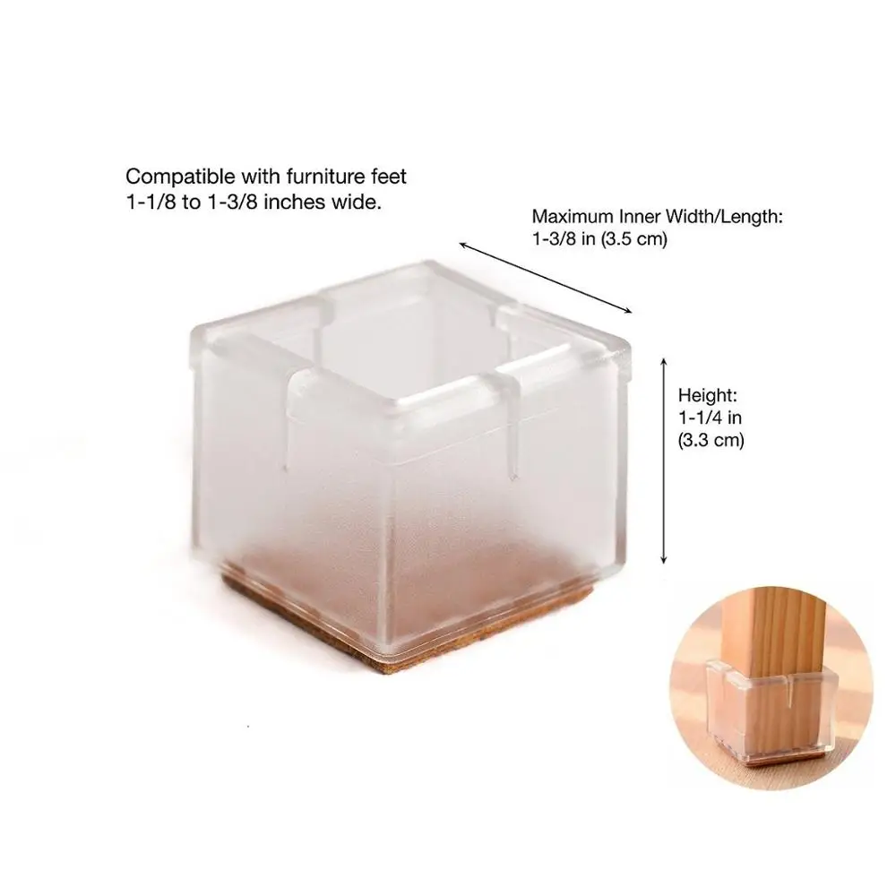Chair Leg Floor Protectors 8pcs Transparent Clear Silicone Table Furniture Feet Tips Covers Caps Felt Pads | Электроника