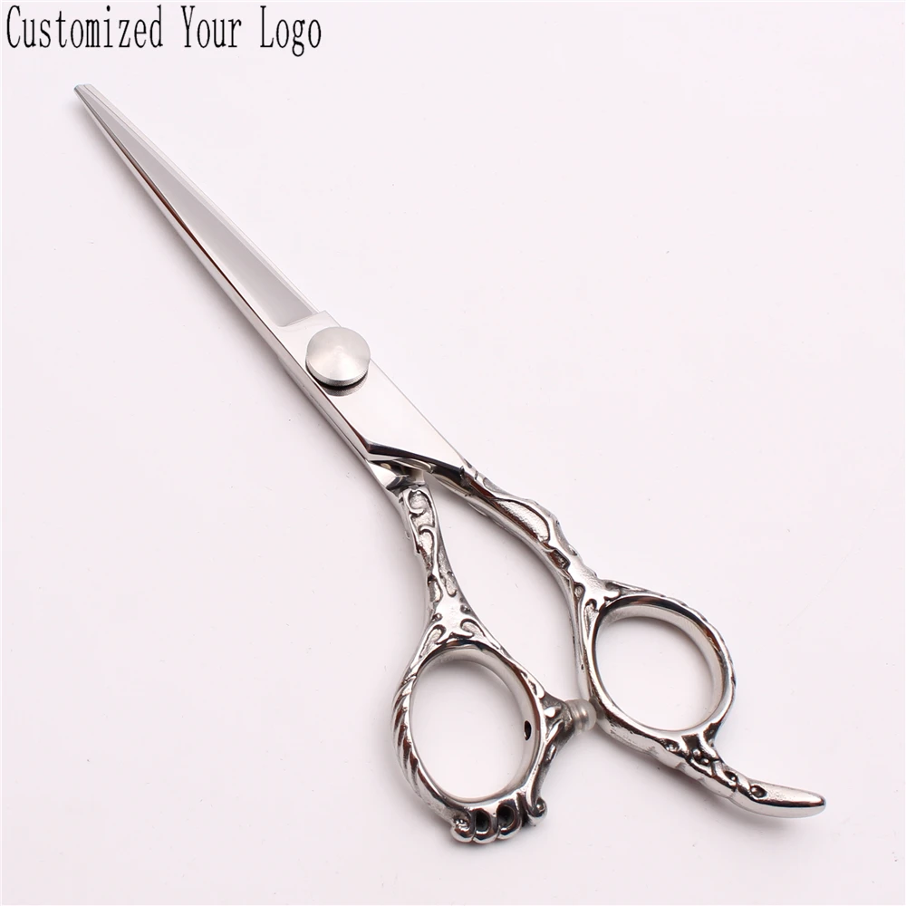 Парикмахерские ножницы 6 &quot440C гравировальный логотип блестящие для филировки