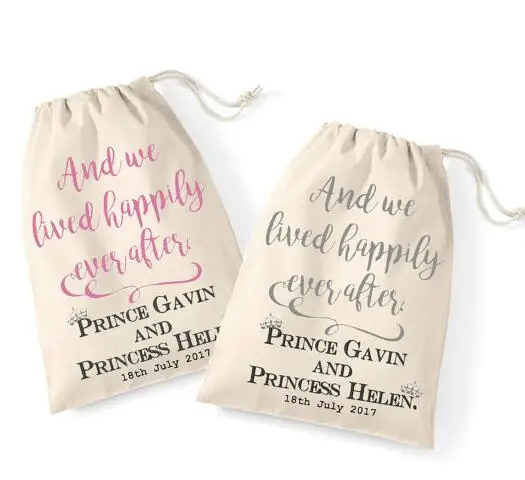 

personalized Fairytale wedding his and her Bachelorette Hangover Kit favor keepsake gift Bags bridal shower party Candy pouches