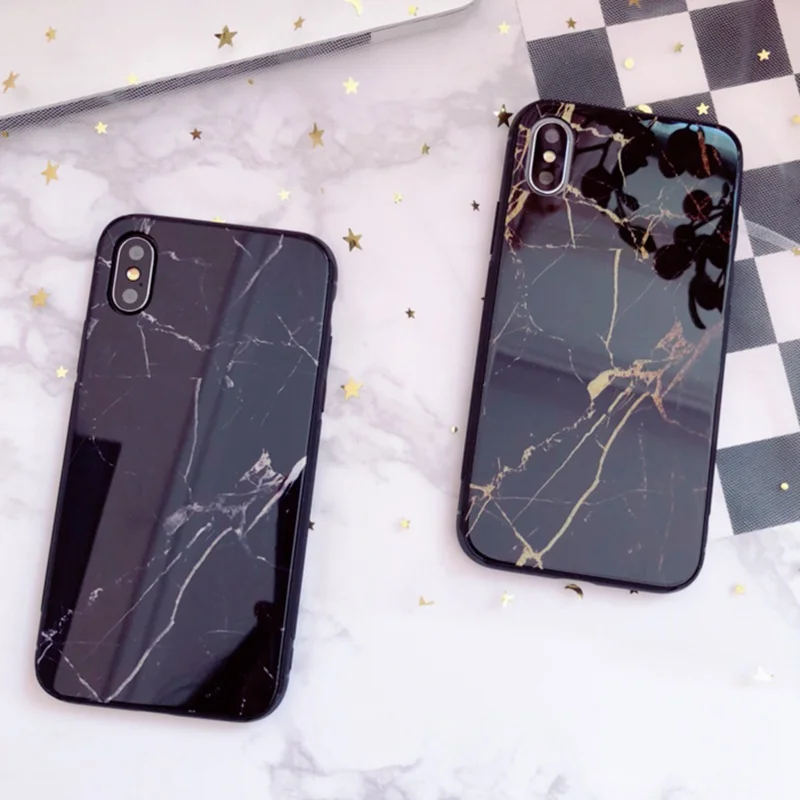 STROLLIFE Роскошный Жесткий чехол glassssy стекло задняя крышка мраморный для iPhone X 8 Plus 7 6