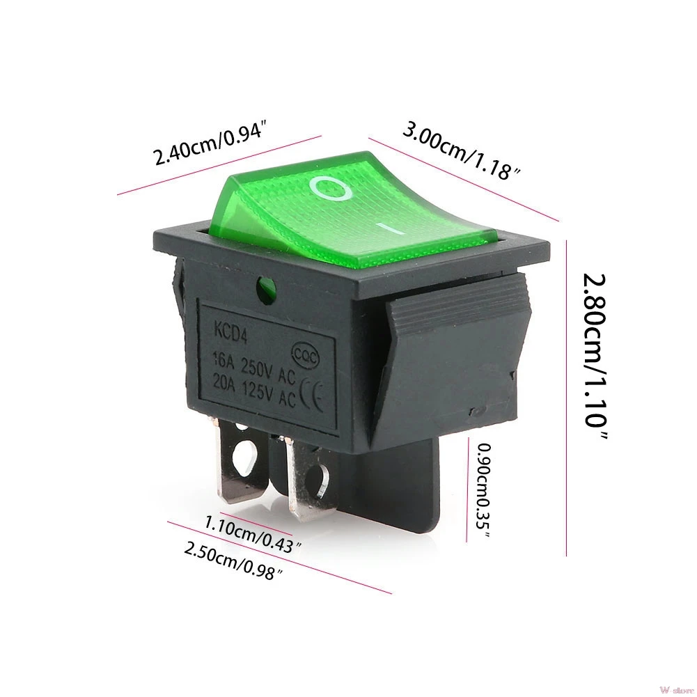2018 выключатель рокера с светильник KCD4-201N 4 Pin Кнопка ВКЛ/OFF 2 Позиция 250V DPST 1/5/10 шт