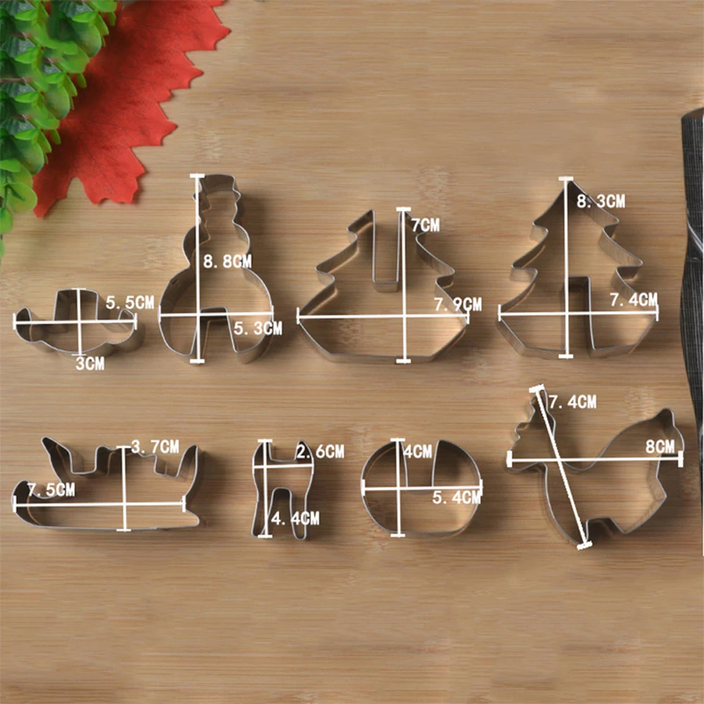 JASMYLIFE 8 Pcs 3D Christmas Scenario Cookie Cutter Set Cake Decoration Stainless Steel Biscuit Mould Baking Tools | Дом и сад