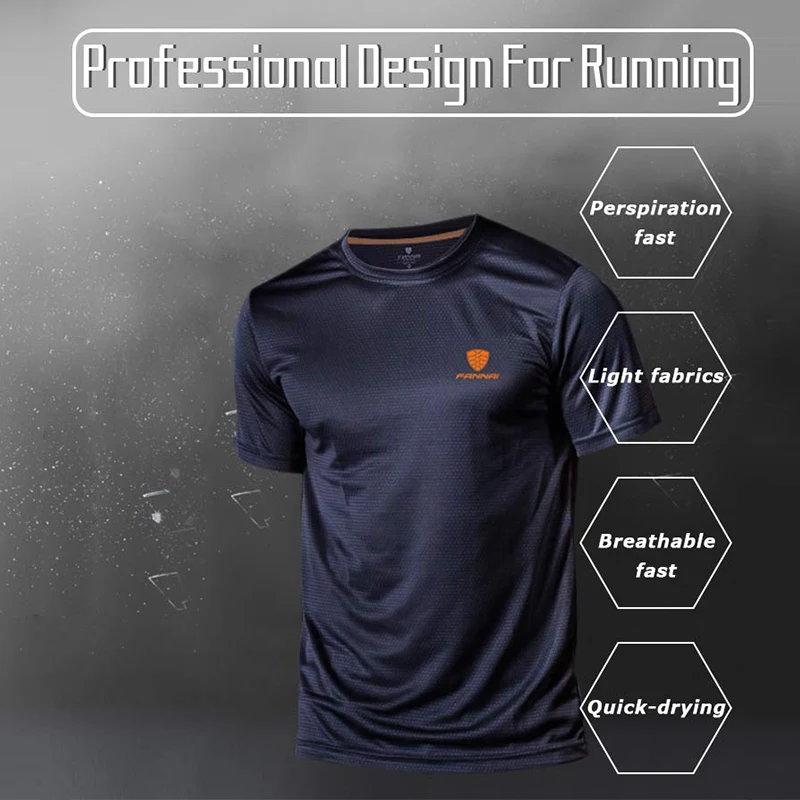 Спортивная футболка для бега и фитнеса мужчин camiseta gym hombre dry fit с коротким рукавом