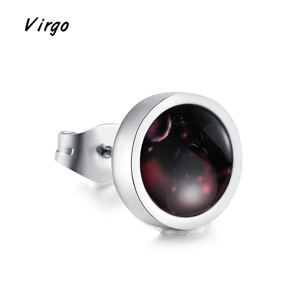 Virgo Светящиеся серьги-гвоздики с двенадцатью созвездиями для мужчин и женщин, звездное небо светится в темноте, серебряные серьги из титана и стали Oorbellen - Окраска металла: Virgo