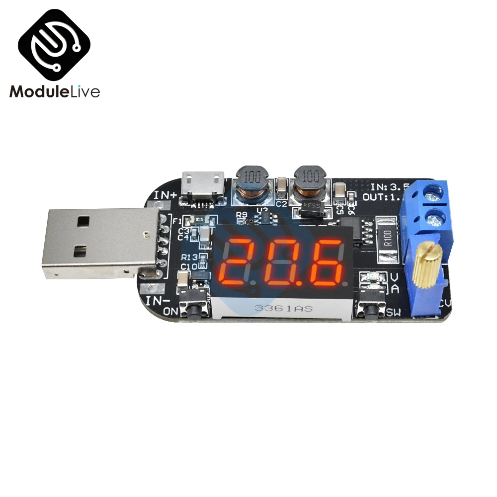 USB с током Micro 5 В до 3 9 в 12 18 24 регулируемый светодиодный модуль регулятора