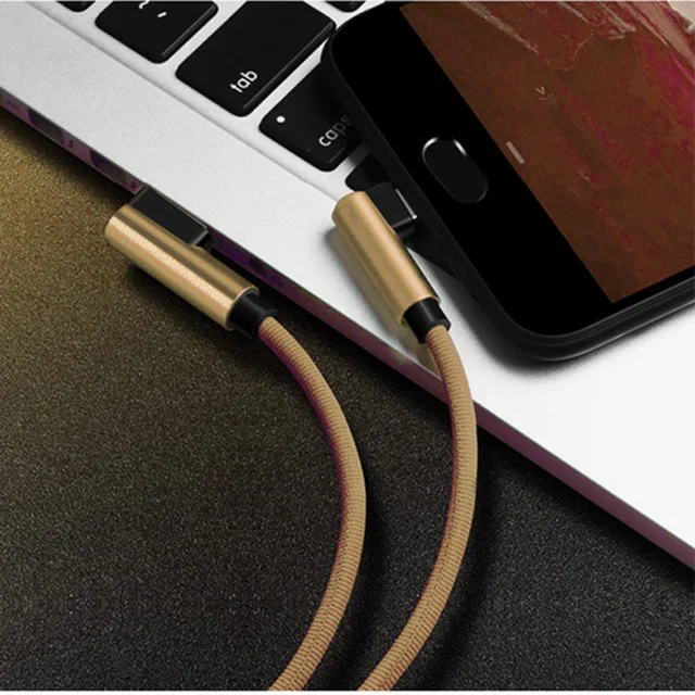 Gold Micro USB кабель 90 градусов локоть нейлоновый MUSTTRUE 1 м 2 м 3 м Быстрая зарядка зарядное устройство кабель для передачи данных для samsung S7 Xiaomi Redmi LG Microusb - Цвет: Gold