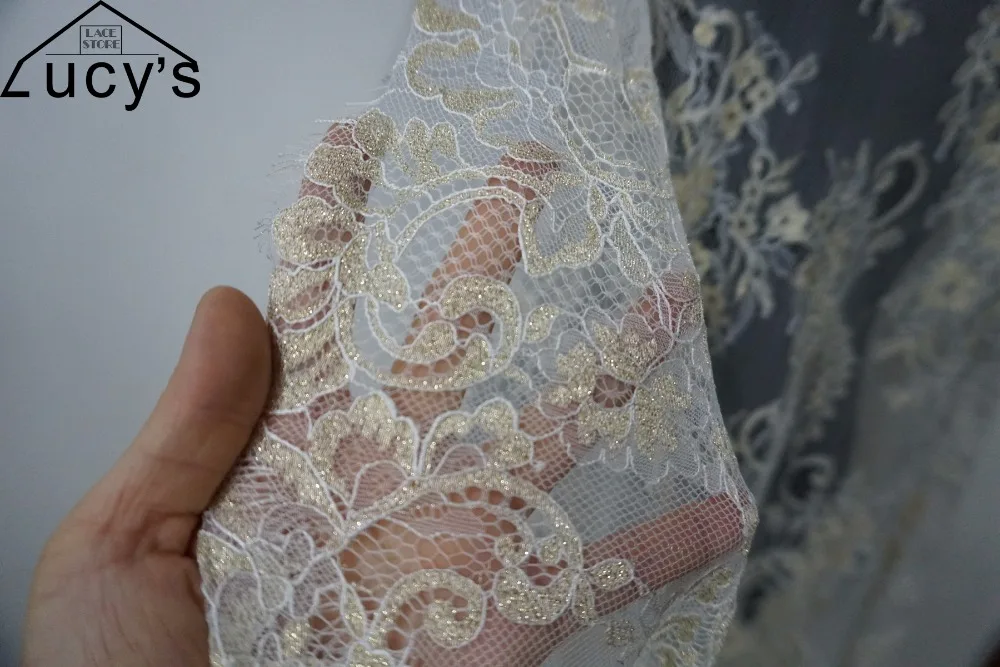 1,5x3 м Золотая кружевная ткань 1 штука самый популярный стиль французское кружево высокое качество кружева шантильи! Женское кружевное платье цвета шампанского