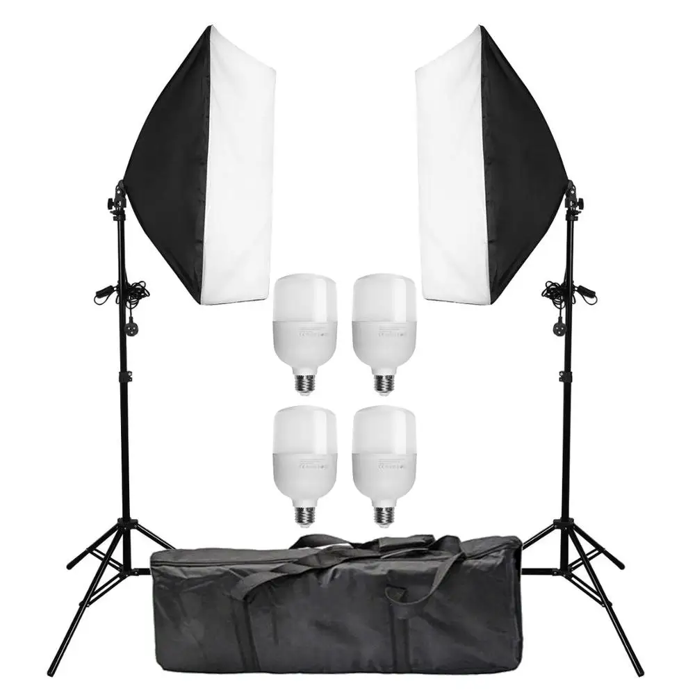 ZUOCHEN 100W LED Continuous Lighting Softbox Photography Studio Soft Box Light Stand Kit For Facebook Intergram Youtube Live