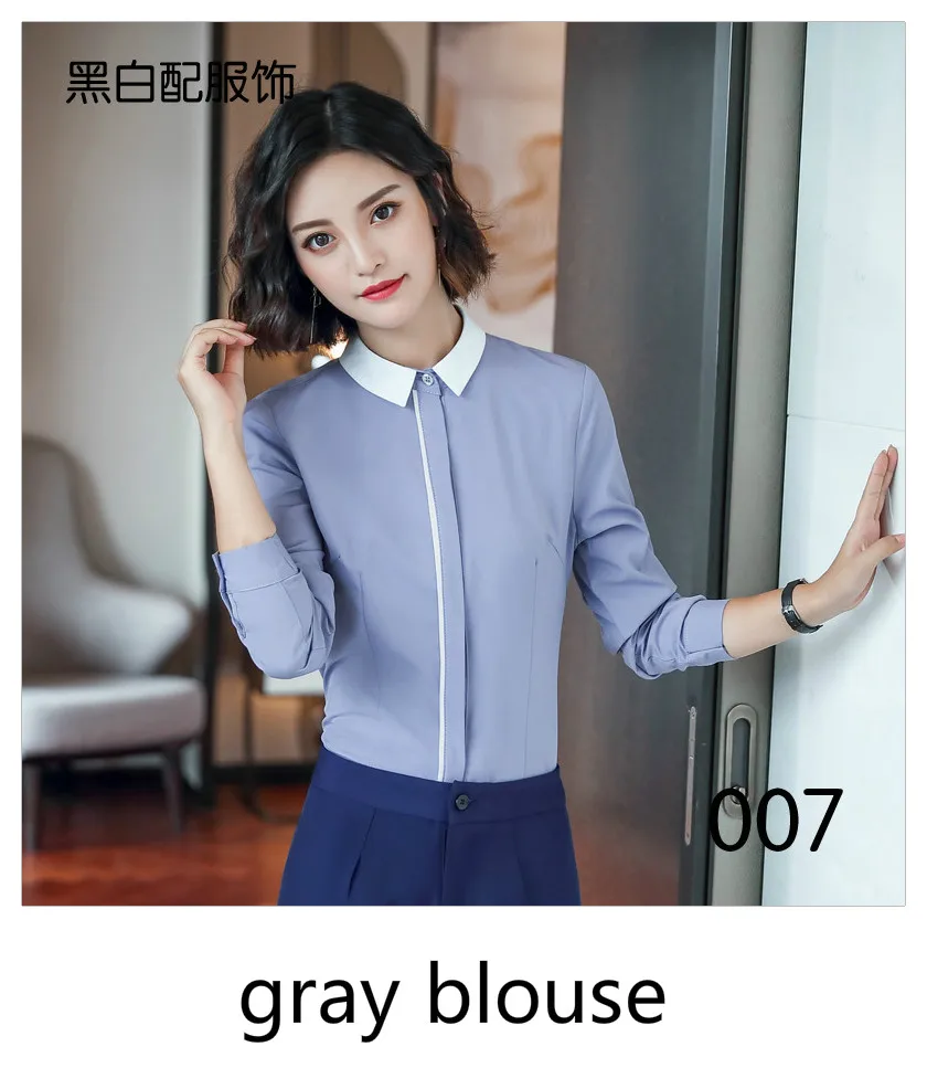 007 grey shirt Высокое качество дизайнерский Блейзер женский с длинным рукавом на пуговицах костюм куртка-блейзер внешний Темно-Синий Серый Черный офисный Женский блейзер - Цвет: 007 grey shirt