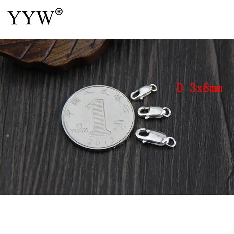 d 3x8mm 3 шт./лот, аксессуары, застежки, фурнитура, пряжка, 925 пробы, серебро, омаровый коготь, застежки для ювелирных изделий, ожерелья, браслетов - Цвет: d 3x8mm