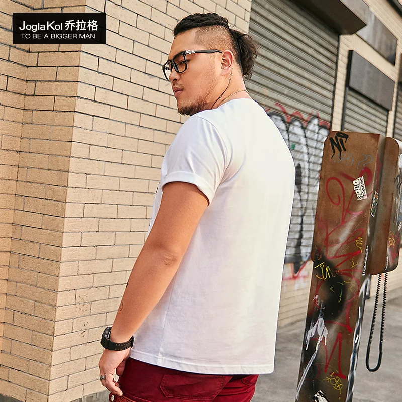 Summer 2019 Men's Fashion Printed T-shirt with Large Size and Short Sleeve Loose Leisure White | Мужская одежда