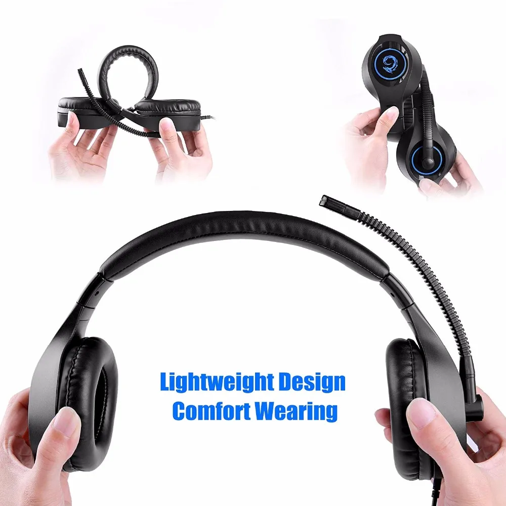SENICC A2 PS4 Noise Cancelling Gaming Headset Stereo Surround Sound Gamer Headphones with Mic Voice Controller for Phone Pad