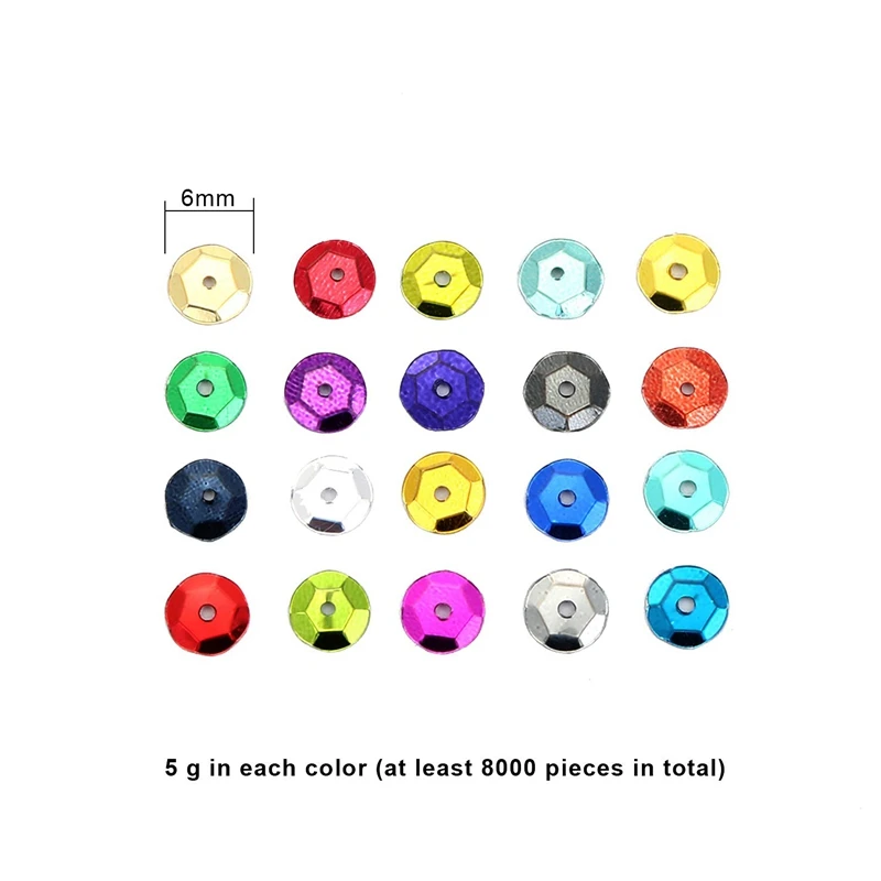 1 Упаковка из 20 г блесток-Размер: 6 мм, изогнутые круглые Блестки-перфорированные бусины для материала одежды