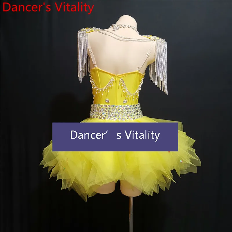 Singer Host DJ Rhinestone Slap-up Body Suit Bubble Skirt Stage Wear Adult Evening Dress Pole Jazz DS Dancing Competition Outfits |