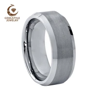 8mm tungsten carbide ring engagement ring for men women beveled brushed comfort fit
