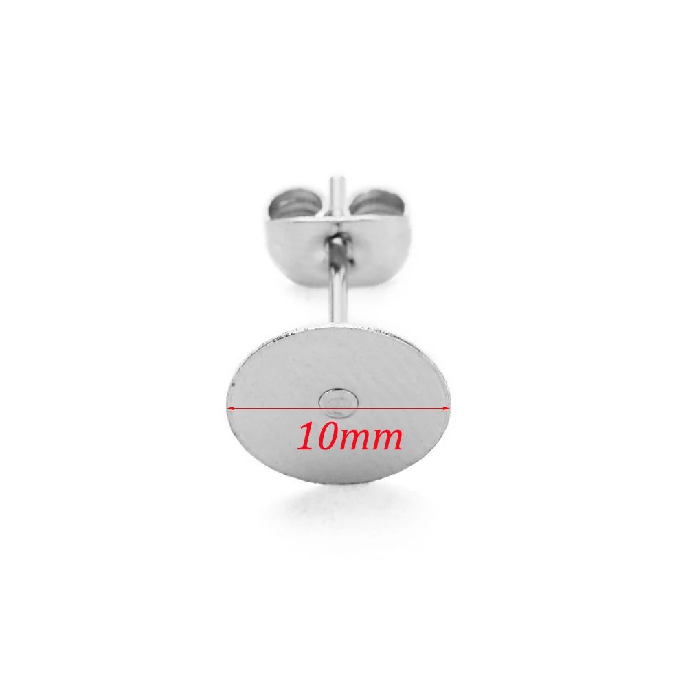 10mm flat pad silver 50 шт./лот, хирургические серьги из нержавеющей стали, с 3, 4, 5, 6, 8, 10, 12 мм, клейкий на плоской подошве, ободок, серьги, шпильки, DIY ювелирные изделия - Цвет: 10mm flat pad silver