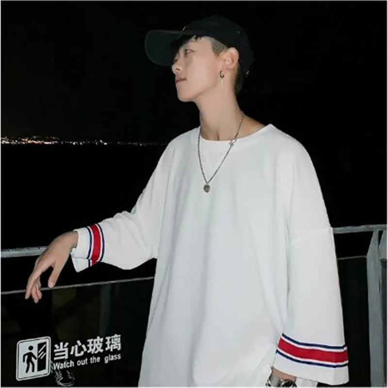 8 White Летние мужские свободные футболки Harajuku мужские повседневные футболки в стиле хип-хоп мужские корейские винтажные летние футболки больших размеров - Цвет: 8 White