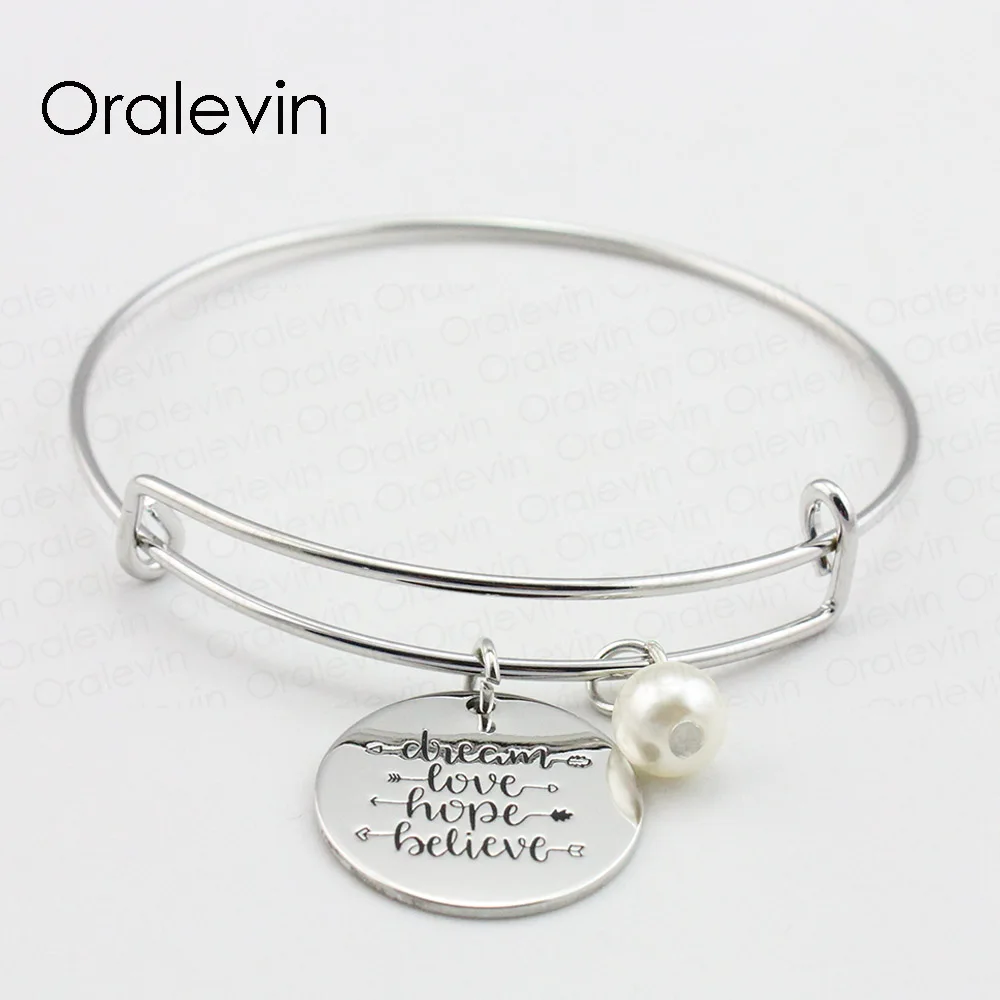 Вдохновляющие Подвески DREAM LOVE HOPE BELIEVE с гравировкой Женский расширяемый