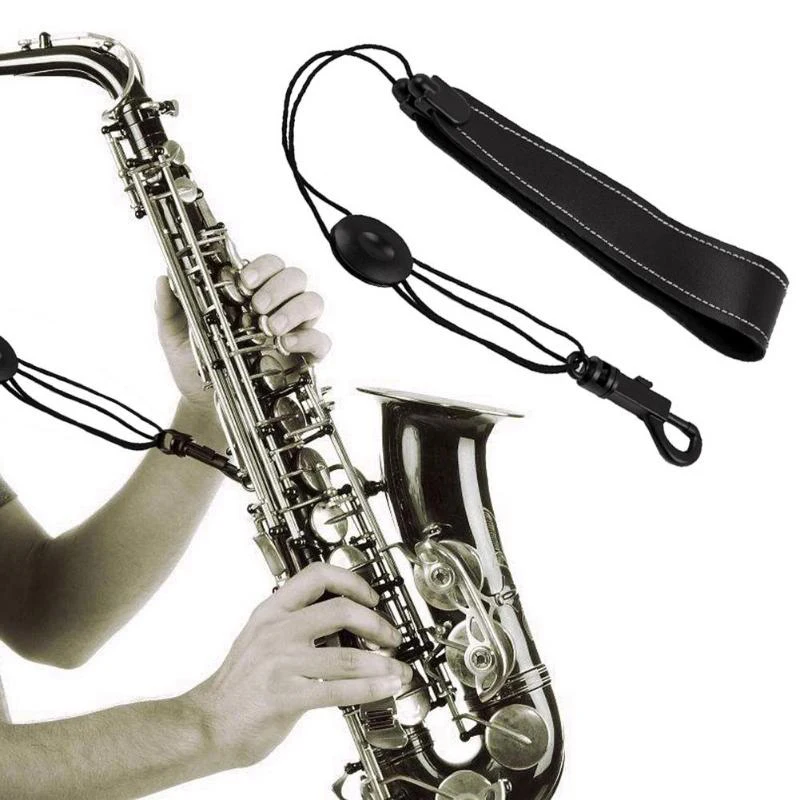 Zebra Black Saxophone Leather Strap For Mid-range Soprano Comfortable Protection Neckband Lightweight Portable |