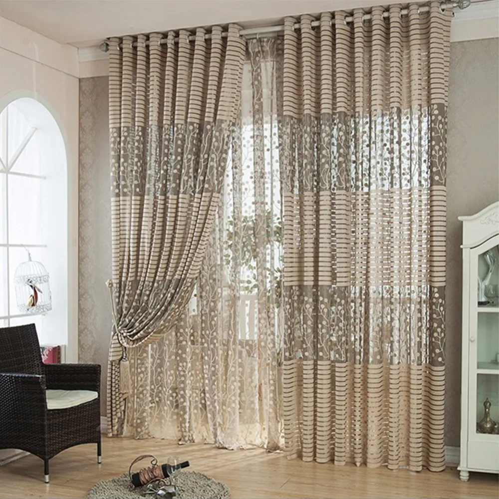 Новинка 1 шт. домашний текстиль цветы листья бахрома узор тюль шторы для окон